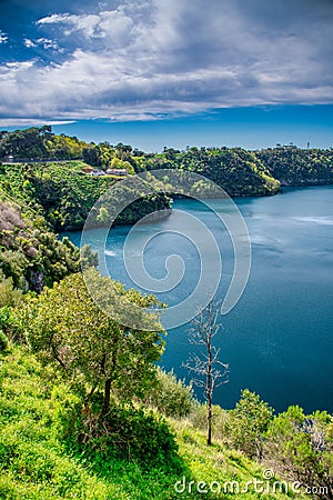 Beauitful view of Blue Lake in Mt Gambier, Australia Stock Photo