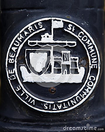 Coat of Arms for the town of Beaumaris in Wales, UK Editorial Stock Photo