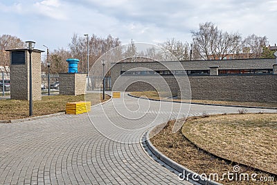 Beautification, improvement of the local area, laid out with paving stones Stock Photo