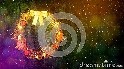 beautified christmas chaplet and empty space for your content , design abstract 3D rendering Stock Photo