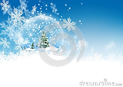 Beautiful Abstract Azure Blue Background with Snowflakes Stock Photo