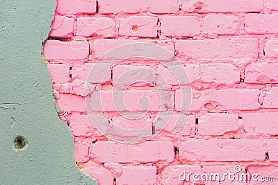 Beautiful abstract background from concrete and Painted pink brick wall texture urban background, space for text Stock Photo