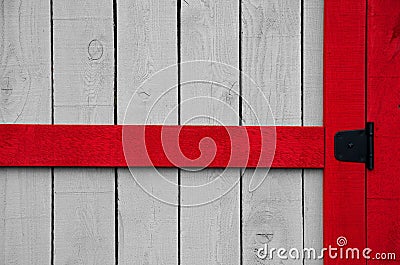 Beautiful Abstract Barn Door Grey and Red Stock Photo