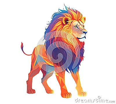 Beautiful abstract colorful lion made in polygonal style. Mascot of strength in courage of safety Vector Illustration