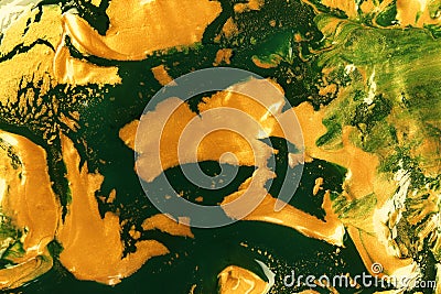 Beautiful abstract drawing made with gold paint Stock Photo