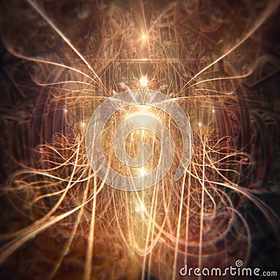 Beautiful Abstract Fairy Angel Being Emanating Golden and Orange Light Stock Photo