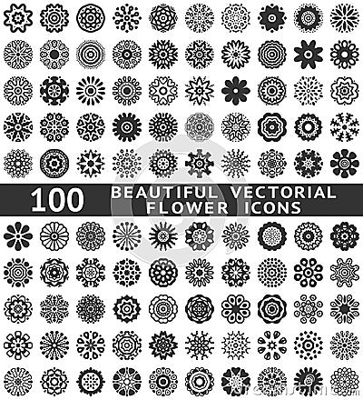 Beautiful abstract flower icons. Vector Vector Illustration