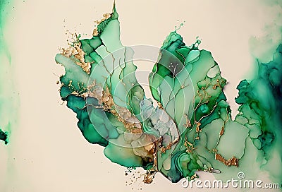 beautiful abstract fluid art background texture. ink and gold mixed texture. Generative ai Stock Photo