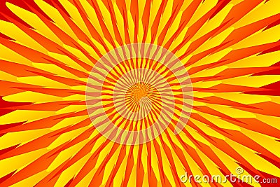 beautiful abstract illustration in the form of swirling yellow, orange and red lines that look like the sun. Spiral Vector Illustration