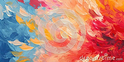 beautiful abstract red yellow blue impressionistic floral design background. generative ai AIG32 Stock Photo