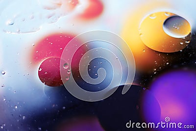 Beautiful abstract space background, mixed drops and water and oil Stock Photo