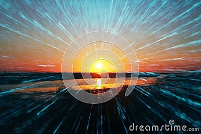 Beautiful Abstract Sunrise Art High Quality Stock Photo