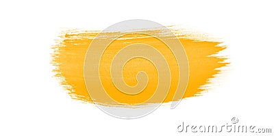 Yellow smears brush isolated on white. Yellow brush for painting Stock Photo