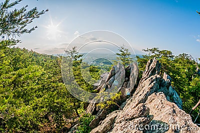 Beautiful aerial landscape views from crowders mountain near gas Stock Photo