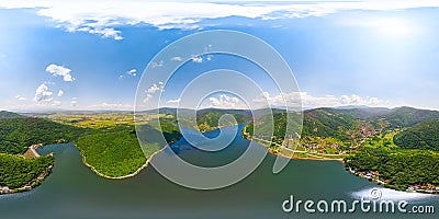 Beautiful 360 aerial panorama of Bovan lake near Sokobanja and Aleksinac in Serbia Stock Photo