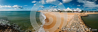 Beautiful aerial panorama of Portuguese city of Quarteira, Algarve, Portugal Stock Photo