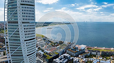 Beautiful aerial panoramic view of the Malmo city in Sweden. Editorial Stock Photo