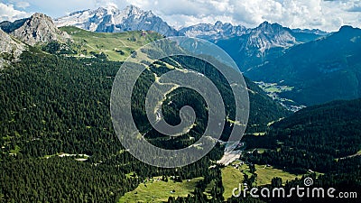 Beautiful aerial photographs form the mountains of the Dolomites Stock Photo