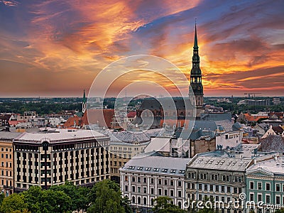 Beautiful aerial Riga view from above. Stock Photo