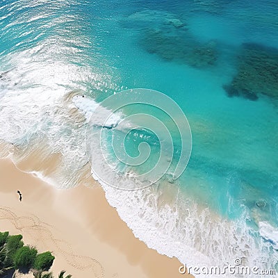 Beach shot drone turquoise water aerial shot wave Stock Photo