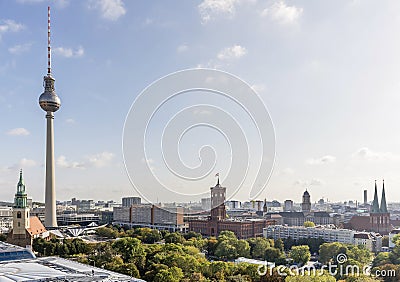 Beautiful aerial view of the center of Berlin, Germany, from the dome of the cathedral Stock Photo