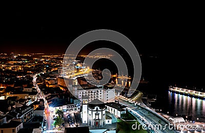 Beautiful aerial view on the Ponta Delgada Editorial Stock Photo