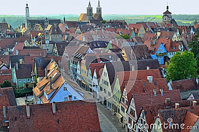 Beautiful Aerial View at Rothenburg ob der Tauber Stock Photo