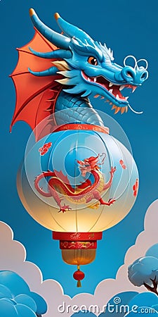 Beautiful and aesthetic dragon-shaped lanterns Stock Photo