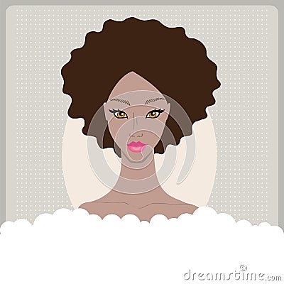 Beautiful African American young woman taking bath with foam Vector Illustration