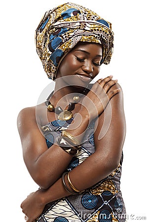 Beautiful African fashion model in traditional dress. Stock Photo