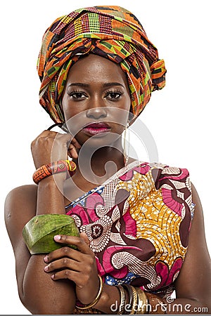 Beautiful African fashion model in traditional dress. Stock Photo