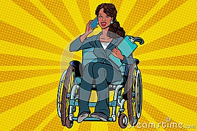 Beautiful African woman disabled businesswoman Vector Illustration