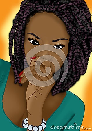 Beautiful African woman illustrated art Stock Photo