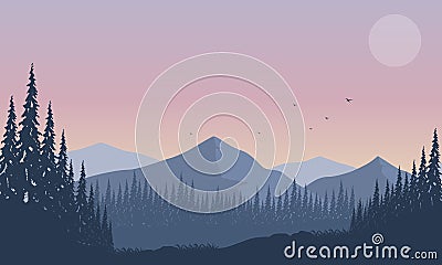 A beautiful afternoon in the countryside by enjoying the stunning natural scenery. Vector illustration Vector Illustration