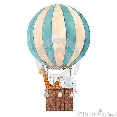 Watercolor air baloon vector illustration Vector Illustration