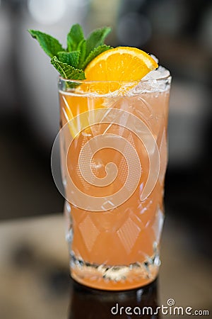 beautiful alcoholic cocktail on the bar counter Stock Photo