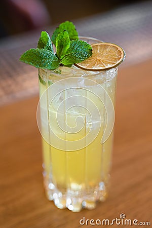 beautiful alcoholic cocktail on the bar counter Stock Photo