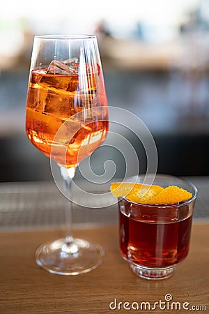 beautiful alcoholic cocktail on the bar counter Stock Photo