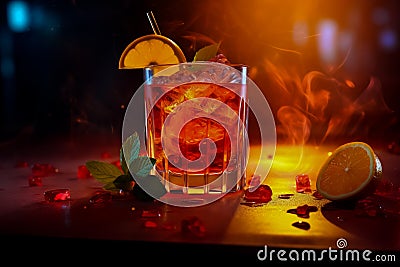 Beautiful alcoholic cocktail in night bar Stock Photo