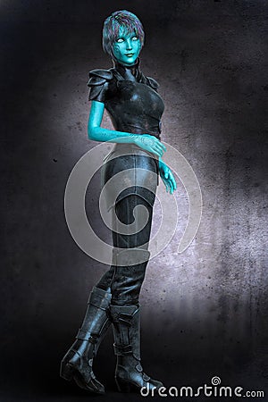 Beautiful Alien Woman Full Figure Stock Photo