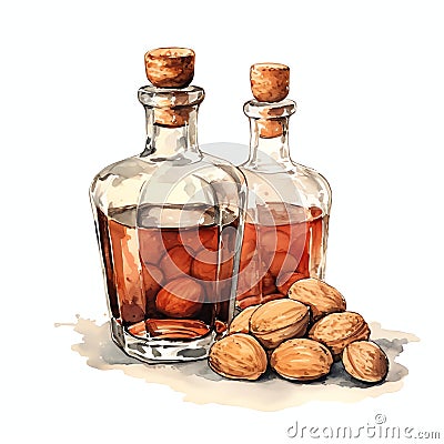 beautiful Amaretto Liqueur watercolor drink clipart illustration Cartoon Illustration