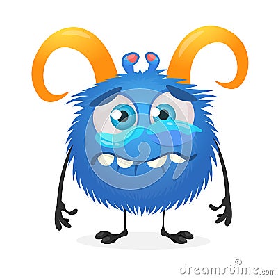 Beautiful amazing cartoon monster crying Vector Illustration