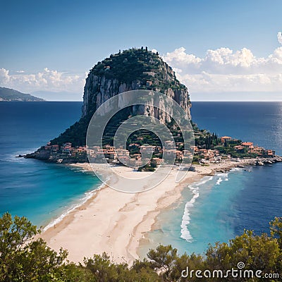 Beautiful amazing panorama. Travel landscape country Turkey in Alanya. Inspiring coast and Mediterranean Sea. Summer Stock Photo