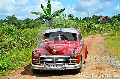 Beautiful american car in Vinales, Cuba Editorial Stock Photo