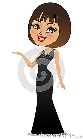 A beautiful american/ European woman in an evening gown - Vector Stock Photo