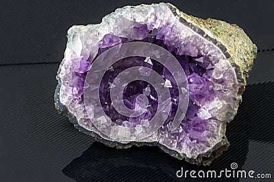 Beautiful amethyst druse a black background Stock Photo