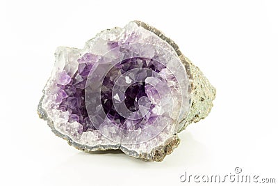 Beautiful amethyst druse a white background Stock Photo