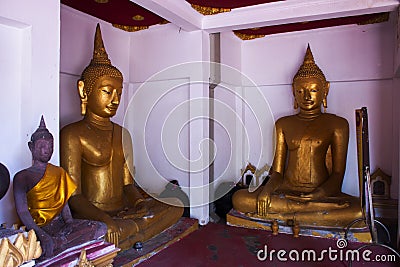 Beautiful ancient buddha and antique deity old angel of Wat Mahathat Worawihan temple for thai people travelers travel visit and Stock Photo