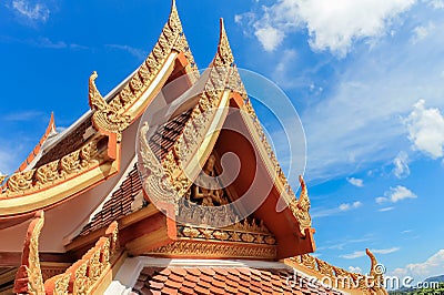 Beautiful ancient temple in Thailand against the blue sky. Stock Photo