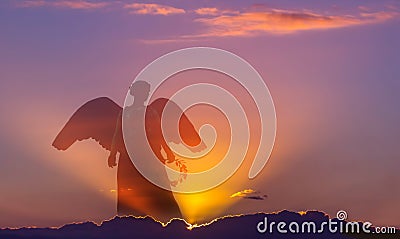 Beautiful angel in heaven Stock Photo